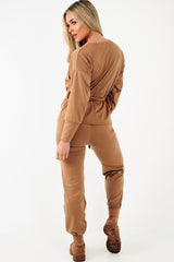 Camel Tie at Waist Tracksuit - Sammie-Loungewear