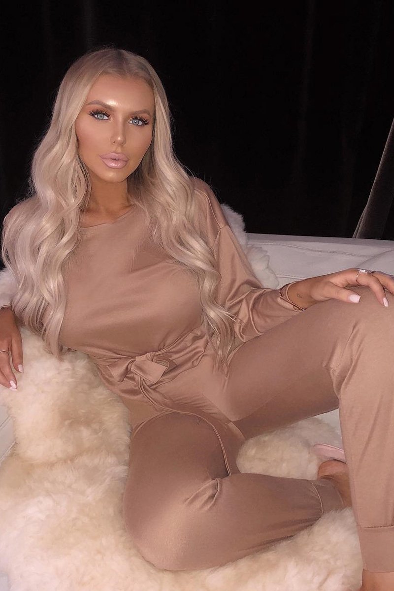 Camel Tie at Waist Tracksuit - Sammie-Loungewear