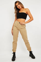 Camel Twill Cargo Trousers - Helina-Trousers