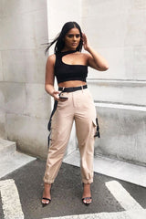 Camel Utility Buckle Trouser - Zarie-Trousers