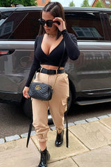 Camel Utility Buckle Trouser - Zarie-Trousers