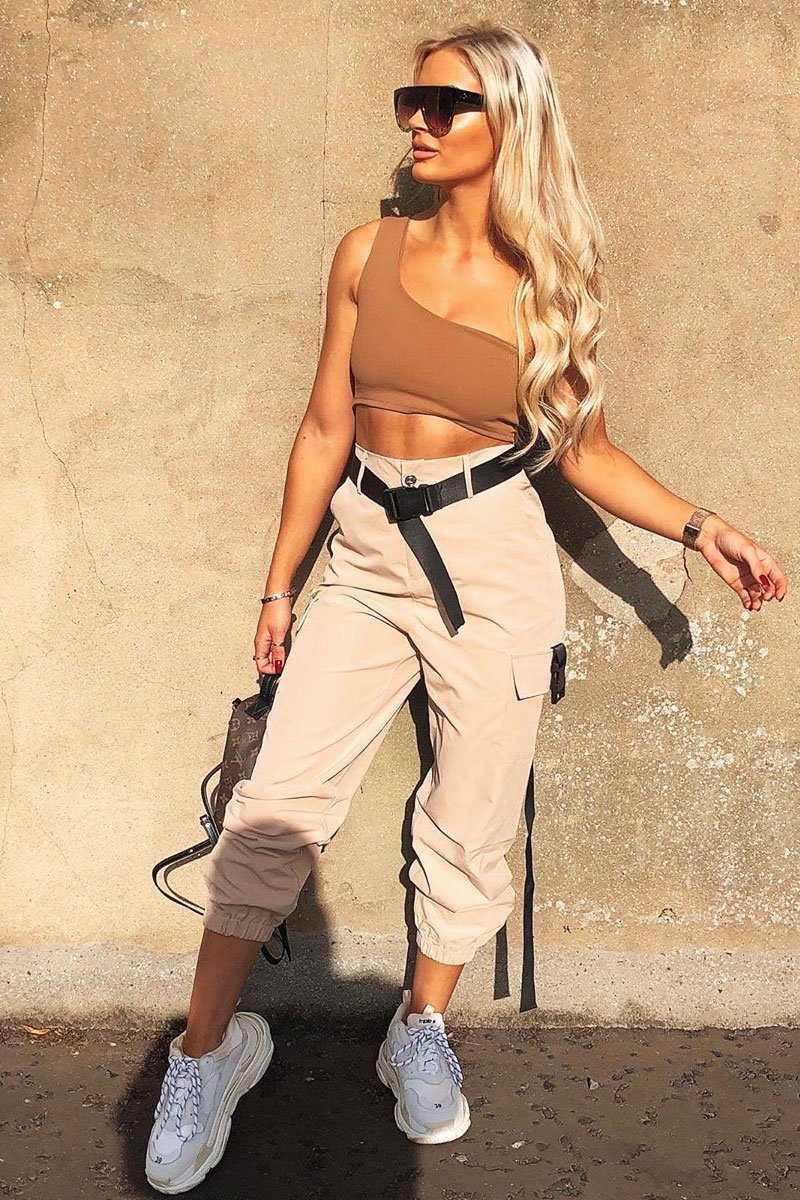 Camel Utility Buckle Trouser - Zarie-Trousers
