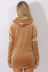 Camel Velvet Oversized Hoodie - Reagan-Hoodies