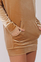 Camel Velvet Oversized Hoodie - Reagan-Hoodies