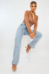 Camel Wrap Around Crop Blazer - Coriana-Blazers