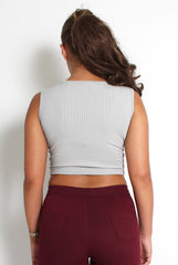 Cami Grey Crop Top-Tops