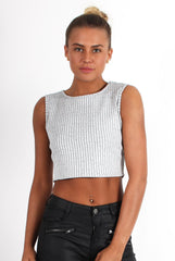 Cami Grey Crop Top-Tops