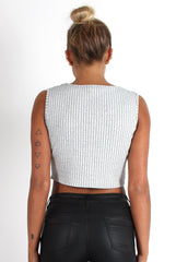 Cami Grey Crop Top-Tops