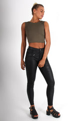 Cami Khaki Crop Top-Tops