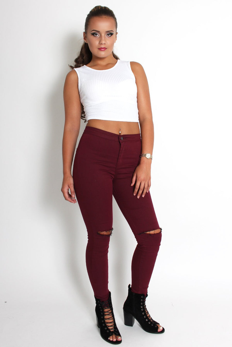 Cami White Crop Top-Tops