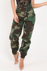 Camo Cuffed Cargo Pants - Galya-Trousers