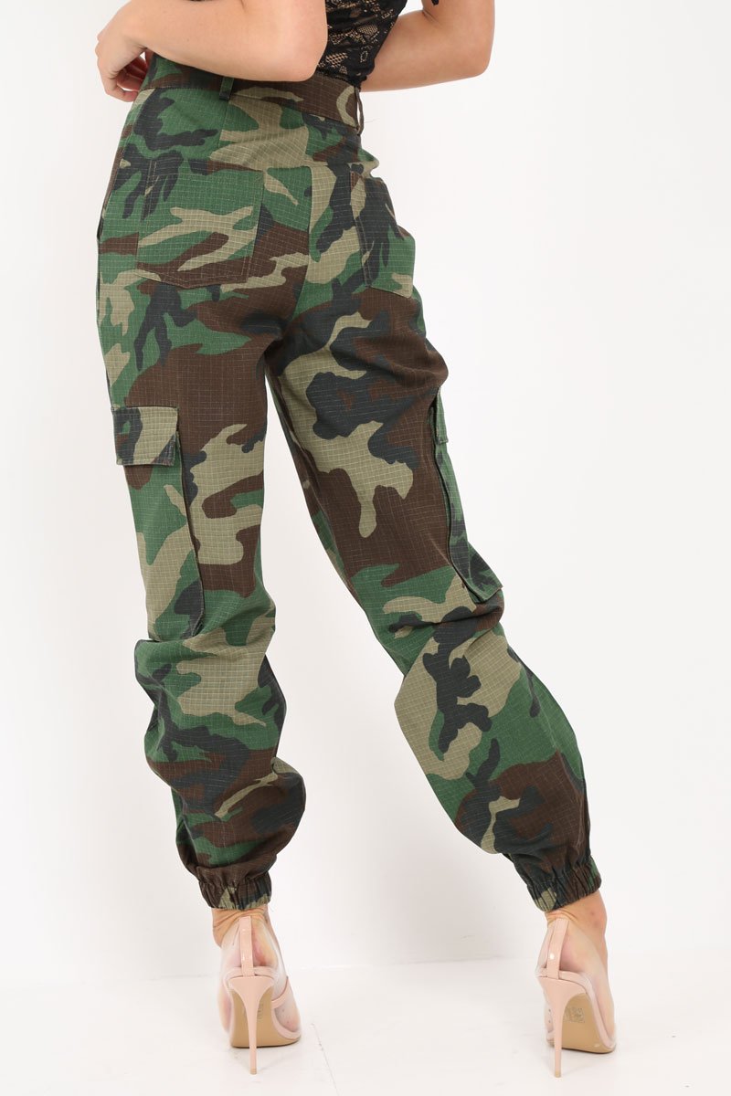 Camo Cuffed Cargo Pants - Galya-Trousers