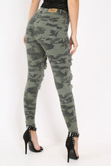 Camo Distressed Skinny Jeans - Rosaura-Jeans
