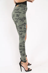 Camo Distressed Skinny Jeans - Rosaura-Jeans