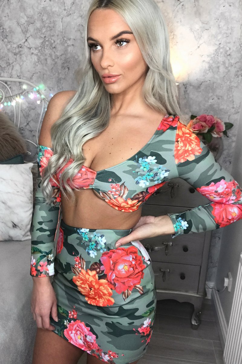 Camo Floral Mini Skirt and Crop Top Co-ord Rhona – Rebellious