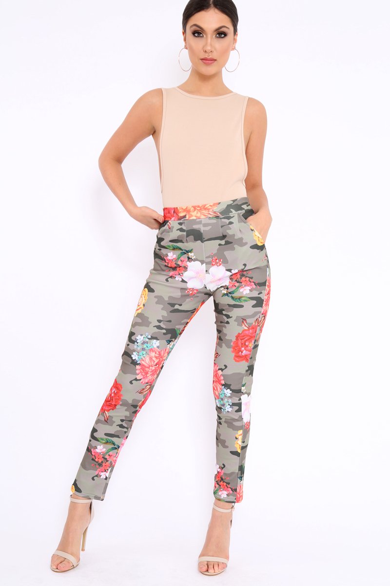 Camo Floral Tapered Trousers - Jasmyn-Trousers
