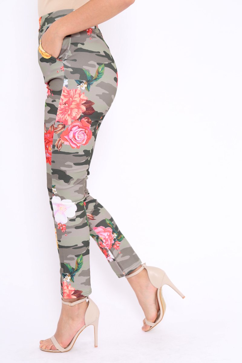 Camo Floral Tapered Trousers - Jasmyn-Trousers
