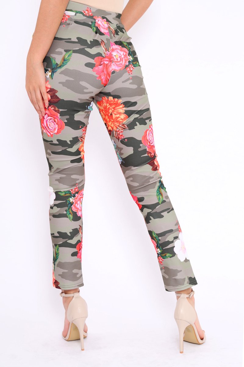 Camo Floral Tapered Trousers - Jasmyn-Trousers