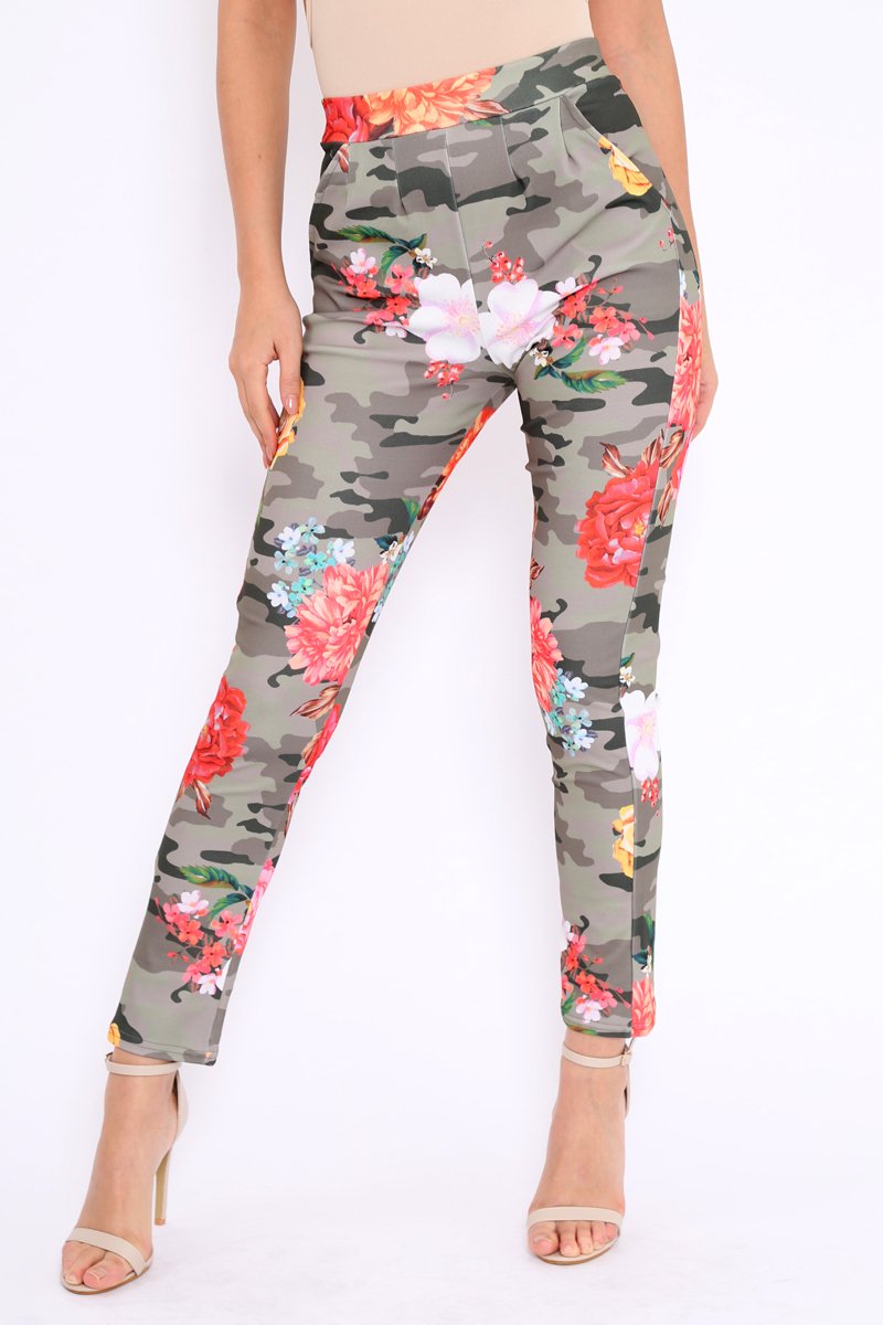 Camo Floral Tapered Trousers - Jasmyn-Trousers