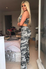 Camo Print Crop Top and Trousers Co-ord Set - Kimmy-Co-ords