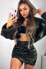 Camo Print Side Split Skirt - Zelle-Skirts