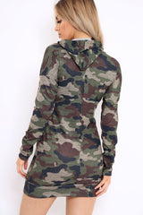 Camo Slogan Hooded Dress - Ramona-Dresses