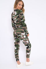 Camo Sweatshirt and Joggers Loungewear Set - Evalin-Loungewear
