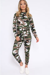 Camo Sweatshirt and Joggers Loungewear Set - Evalin-Loungewear