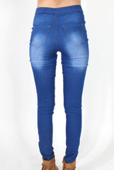 Caprice Bright Blue High Waisted Skinny Jeans-Jeans