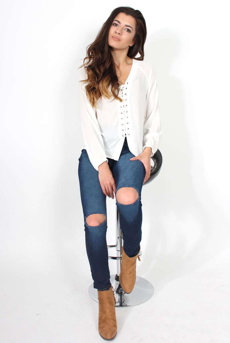 Caprice Navy High Waisted Jeans-Jeans