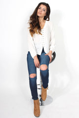 Caprice Navy High Waisted Jeans-Jeans