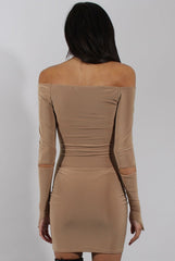 Caramel Bardot Cut Out Elbow Dress - Jodie-Dresses