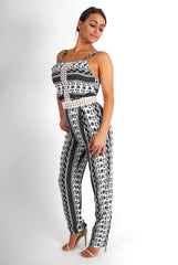 Cari White Paisley Print Jumpsuit-Jumpsuits