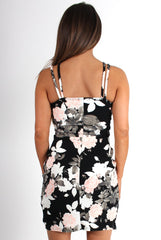 Carissa Black Floral Bodycon Dress-Dresses