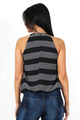 Carly Black High Neck Top-Tops