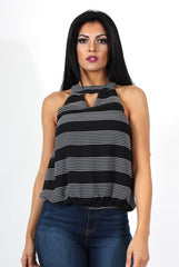 Carly Black High Neck Top-Tops