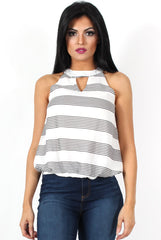 Carly White High Neck Top-Tops