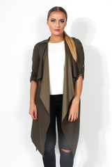 Caroline Khaki Waterfall Jacket-Jackets