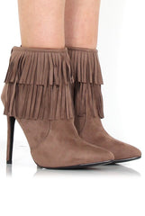 Carrey Mocha Suede Tassel Ankle Boots-Boots