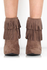 Carrey Mocha Suede Tassel Ankle Boots-Boots