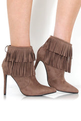 Carrey Mocha Suede Tassel Ankle Boots-Boots