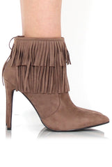 Carrey Mocha Suede Tassel Ankle Boots-Boots