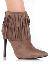 Carrey Mocha Suede Tassel Ankle Boots-Boots