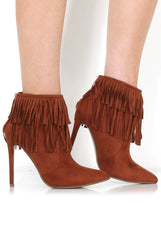 Carrey Tan Suede Tassel Ankle Boots-Boots