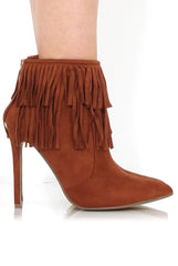 Carrey Tan Suede Tassel Ankle Boots-Boots
