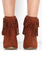 Carrey Tan Suede Tassel Ankle Boots-Boots