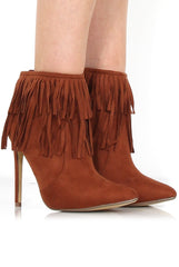 Carrey Tan Suede Tassel Ankle Boots-Boots