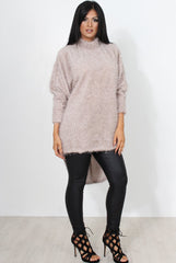Carrie Grey Drooped Back Knitted Jumper-Knitwear