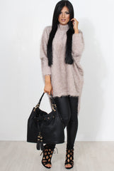 Carrie Grey Drooped Back Knitted Jumper-Knitwear