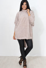 Carrie Grey Drooped Back Knitted Jumper-Knitwear